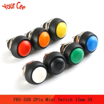

5pcs PBS-33B 2Pin Mini Switch 12mm 3A 125V pbs33b Waterproof Momentary Push Button Switch Reset Non-locking 2P pbs-33b pbs 33b