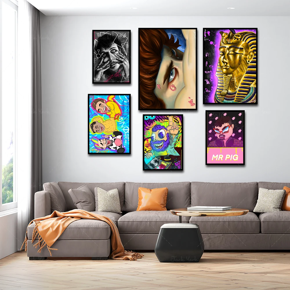 

FUNNY GUYS Graffiti Art Canvas Painting Poster and Print Wall Art Pictures for Living Room Wall Decoration Cuadros