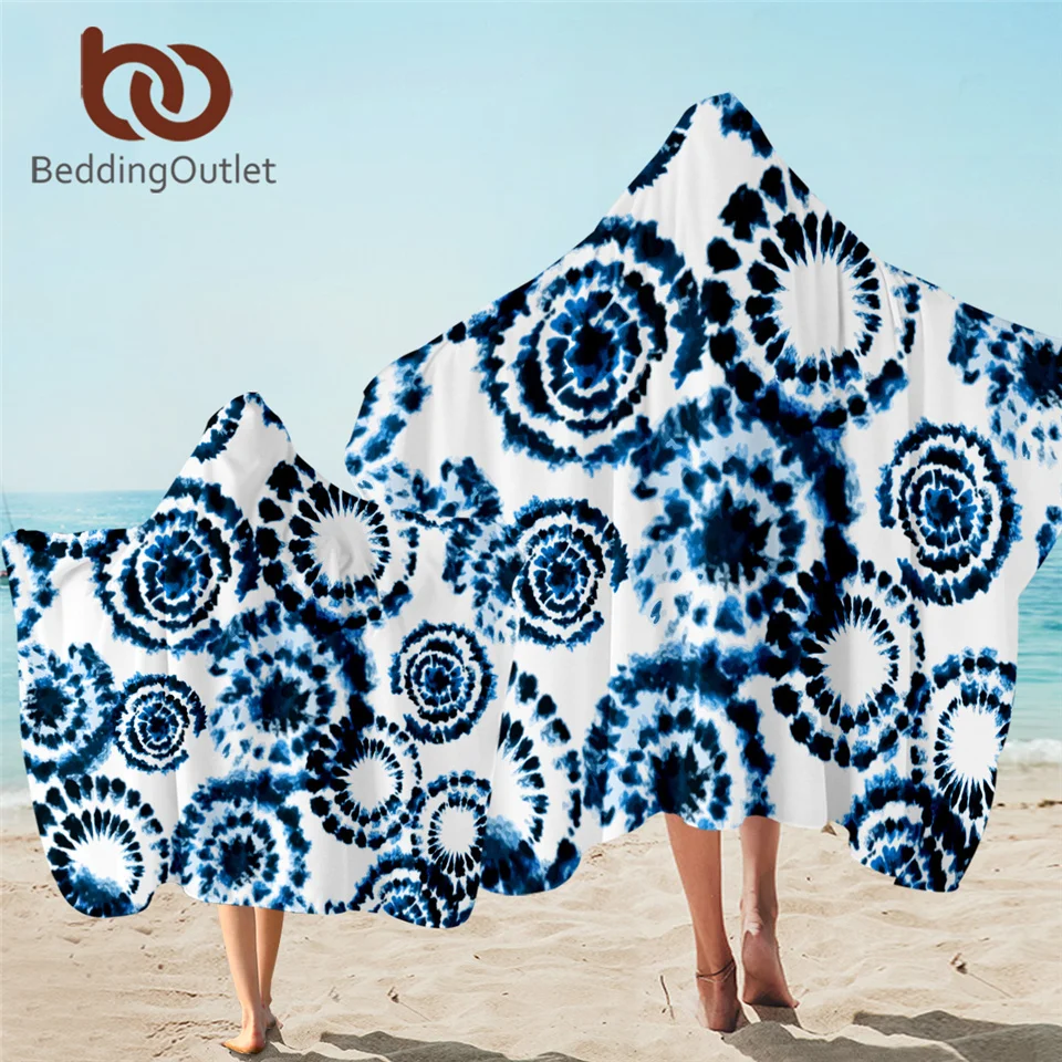 BeddingOutlet синее полотенце с капюшоном в стиле бохо индиго для взрослых шикарное