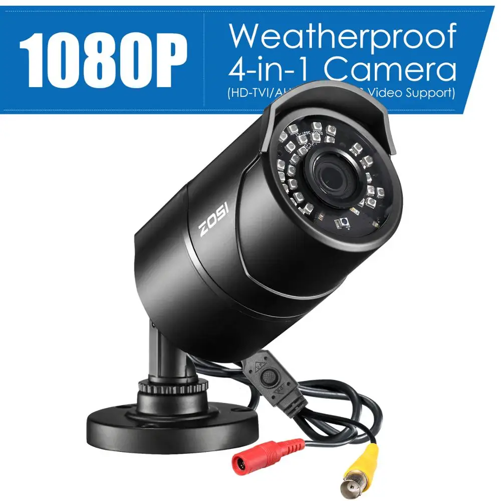 Водонепроницаемая камера видеонаблюдения ZOSI 960H 1080P CVBS AHD TVI CVI CMOS с сенсором Bullet CCTV