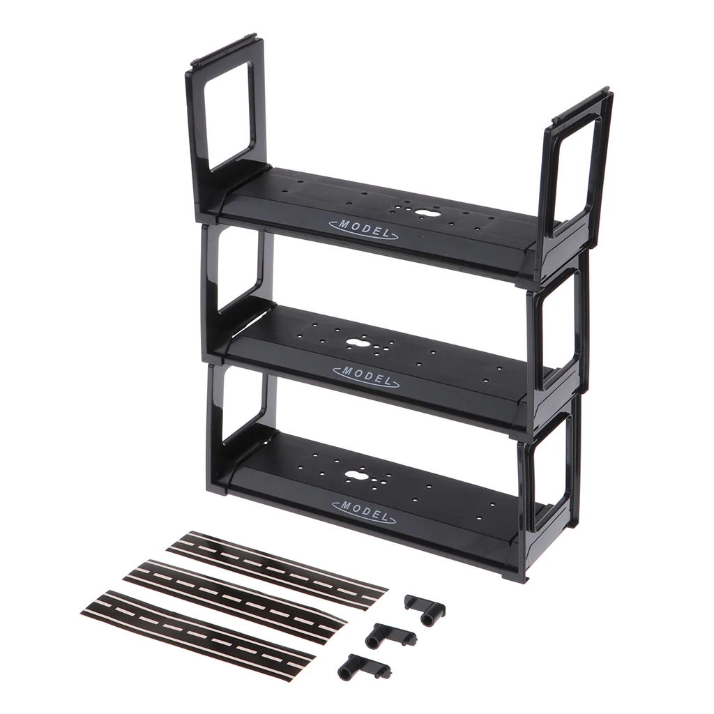 Collectible Display Stand for Models Diecast Toy Cars Black Plastic Showcase Play Table Accessory