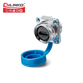 

CNLINKO M24 4K HDMI Connector Waterproof Female Socket 26-34AWG Cable Wire 1/4 Bayonet Adapter Metal Shell with Dust Cover Cap
