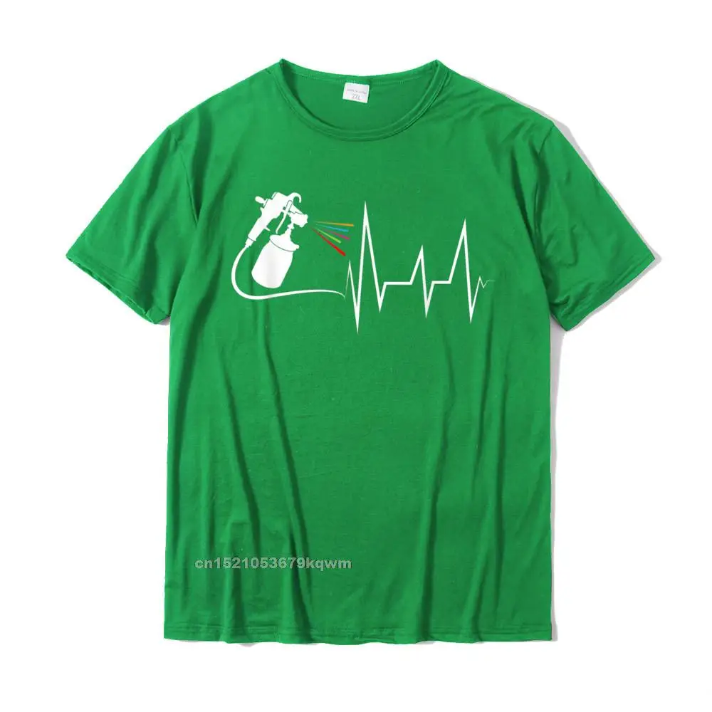 Men Dominant Normal Tops Tees Round Neck Autumn Cotton Fabric T Shirt Summer Short Sleeve Design Tops Shirts Free Shipping Car Painter Heartbeat Paint Gun Pulse EKG Auto Body Painter T-Shirt__3131 green