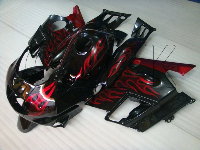 Для CBR 600 F2 1992 Abs обтекатель CBR600F2 91 92 черный, красный узор пламени для обтекателя из пластика Abs для Honda Cbr600 1991-1994 кузов