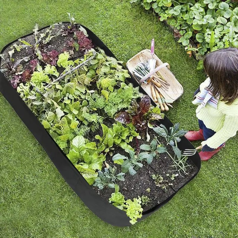 Fabric Garden Plant Bed, 8-Hole Rectangular Planting Container Planting Bag Planter Potted Plant, Flower, Vegetable Planting Bag