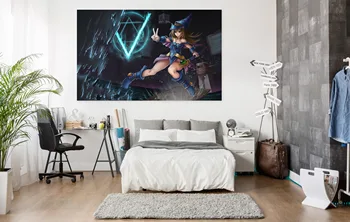 

[Self-Adhesive] 3D Yugioh-Dark Magician Girl 238 Japan Anime Wall Stickers Mural Decal Wall Murals AJ WALLPAPER Belly