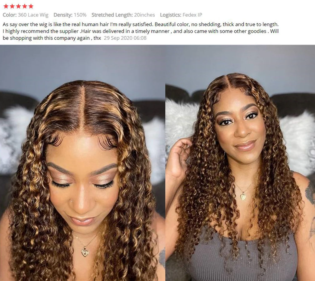 Colored Highlight HD Lace Front Human Hair Wigs Water Wave Wig Pre Plucked Remy Brazilian Hair Wigs For Women With Baby Hair