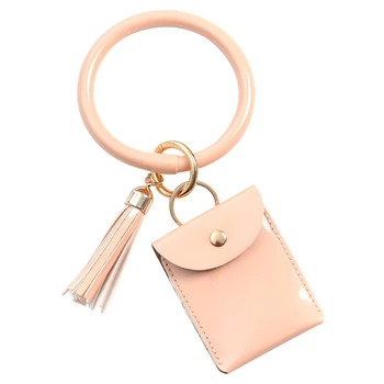 

Women Wristlet Keychain Gift Accessories Mini With Zip Credit Card Fashion Ornaments Coin Purse Daily Tassel Pendant PU Leather