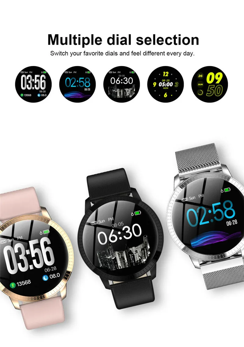 Women Men Fashion Bluetooth Smart Watch Waterproof Heart Rate for iOS Android