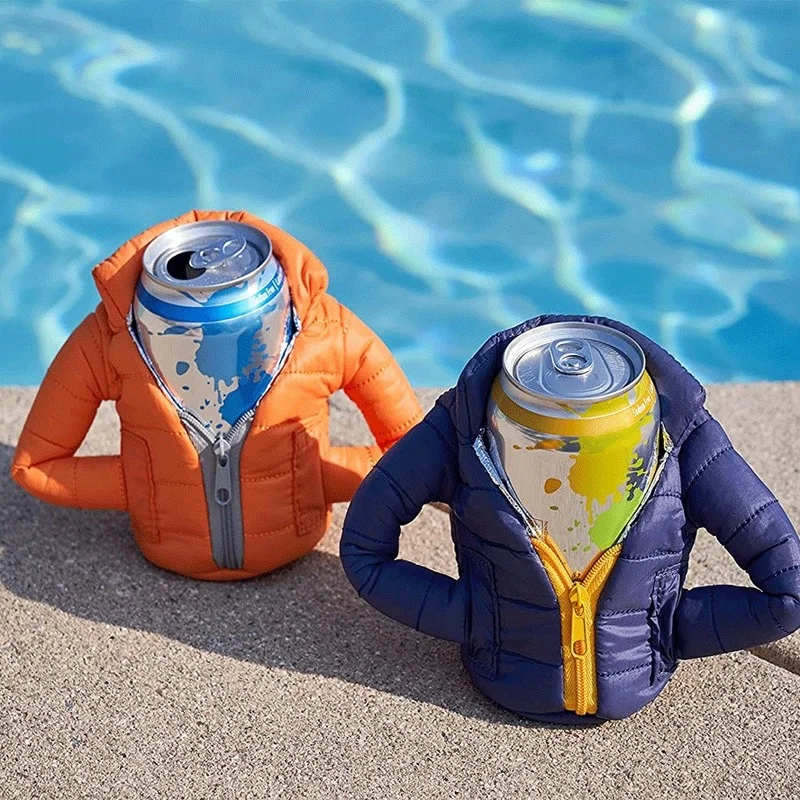1Pc Cola Beverage Beer Jacket Beer Thermal Insulation Down Jacket Creative Drink Decoration Cute