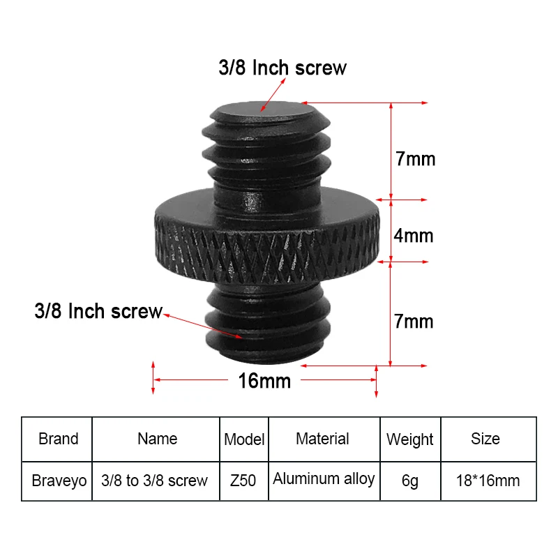 Description Picture 5 of itemConversion screw 1/4 to 3/8 Inch Thread Screw Mount Adapter Aluminum Ballhead Tripod Plate Screw for Dslr Camera Monopod