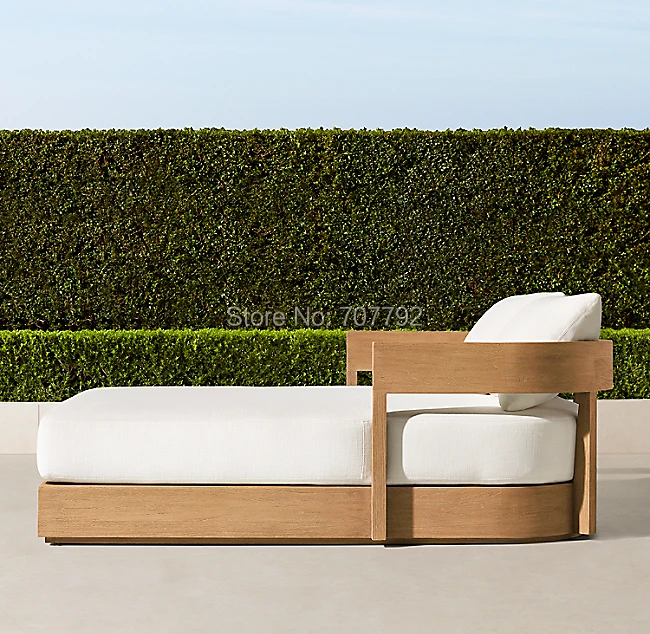 Простой дизайн садовая мебель натуральный тик с двумя отделениями кровати