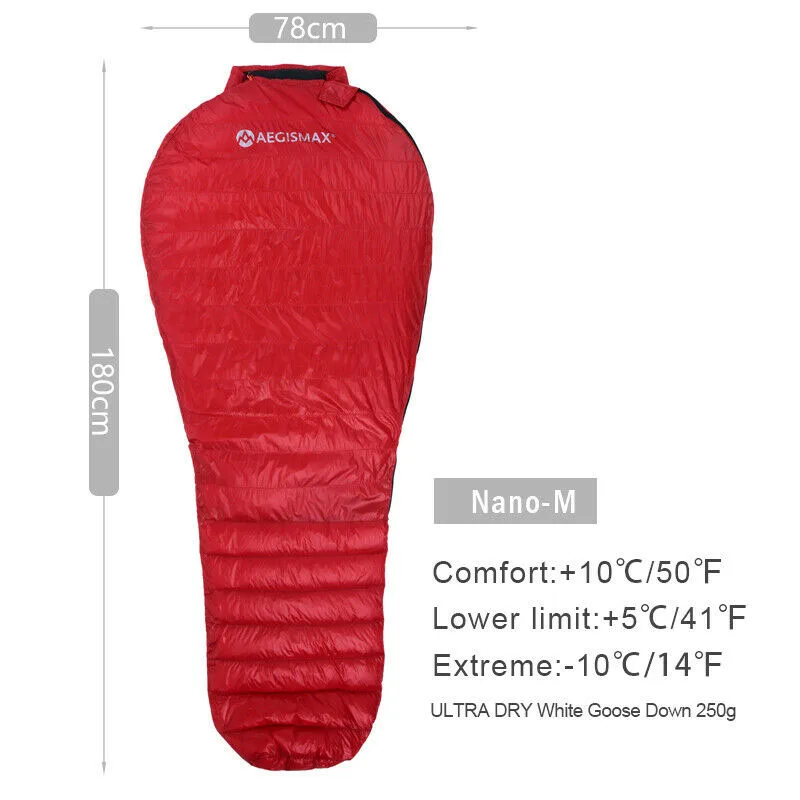 

AEGISMAX Nylon Camping Ultra-Light Goose Down Mummy Sleeping Bag Equipment