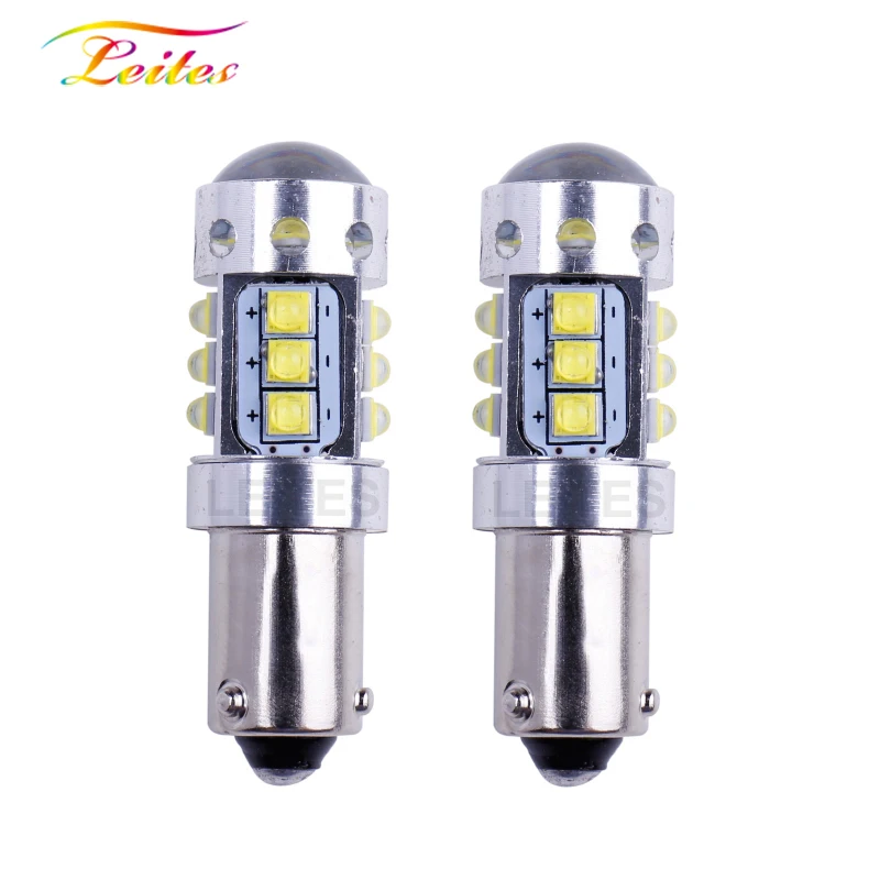 2 шт. Мощность BA9S T4W BAX9S H6W BAY9S H21W 80W Canbus Error Free 16SMD XBD чипы светодиодный боковые 12V 24V