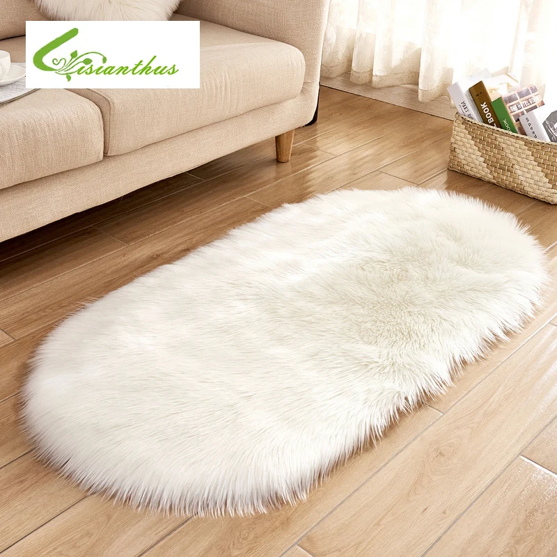 Fur Artificial Sheepskin Hairy Carpet Living Room Bedroom Rugs Skin Plain Fluffy Area Washable Faux Mat | Дом и сад