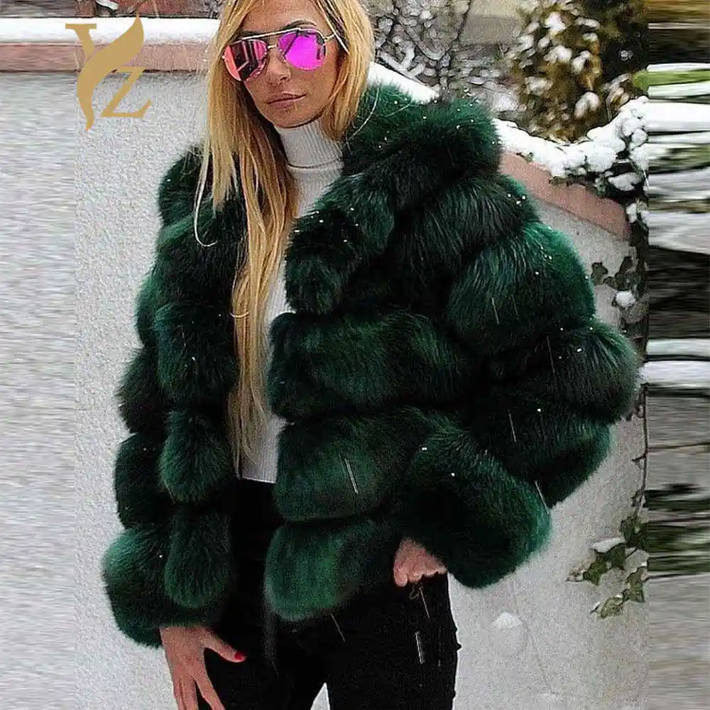 YZ. FURTURE натуральное пальто из лисьего меха зимняя меховая куртка с капюшоном из натурального Лисьего меха пальто для женское утепленное плотное женское настоящий куртка