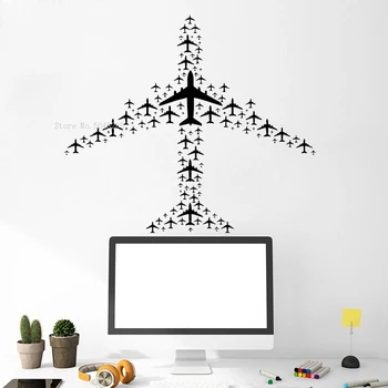 

Airplane Vinyl Decals Flight Airport Aircraft Travel Wall Sticker Home Decor Kid Room Living Room Murals Unique Gift Y077