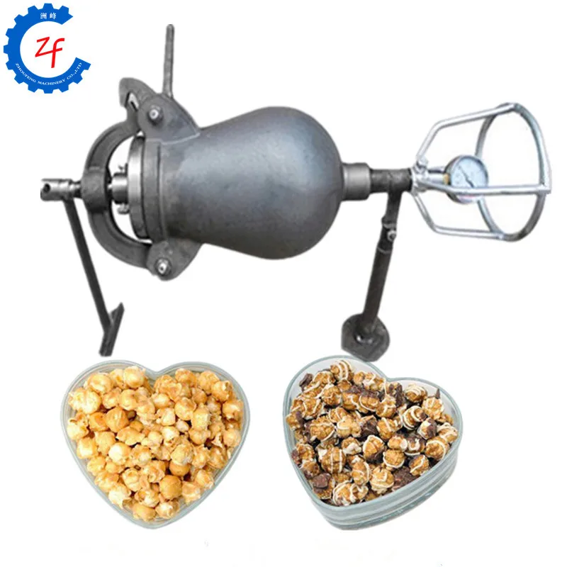 Popcorn Maker Hand-cranked Cannon Corn Popper Pop Corn Puffing Machine  Stainless