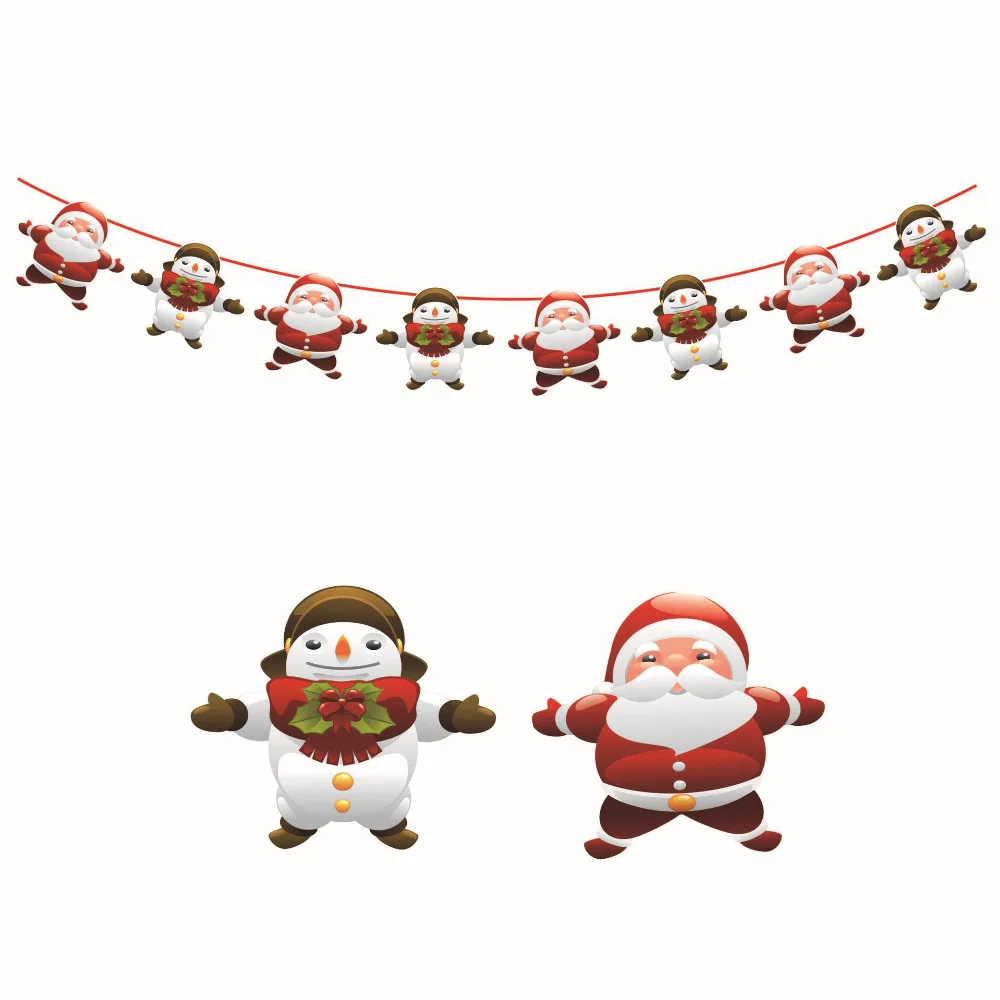 圣诞老人雪人拉旗