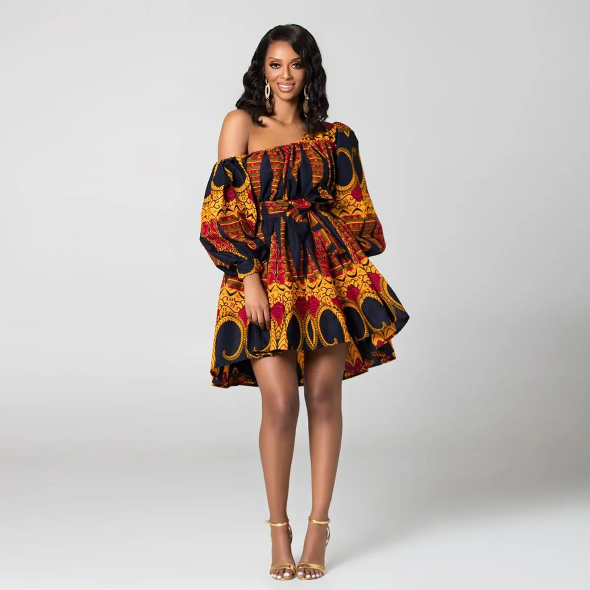 Mini robe africaine dénudée Dashiki Ankara 120