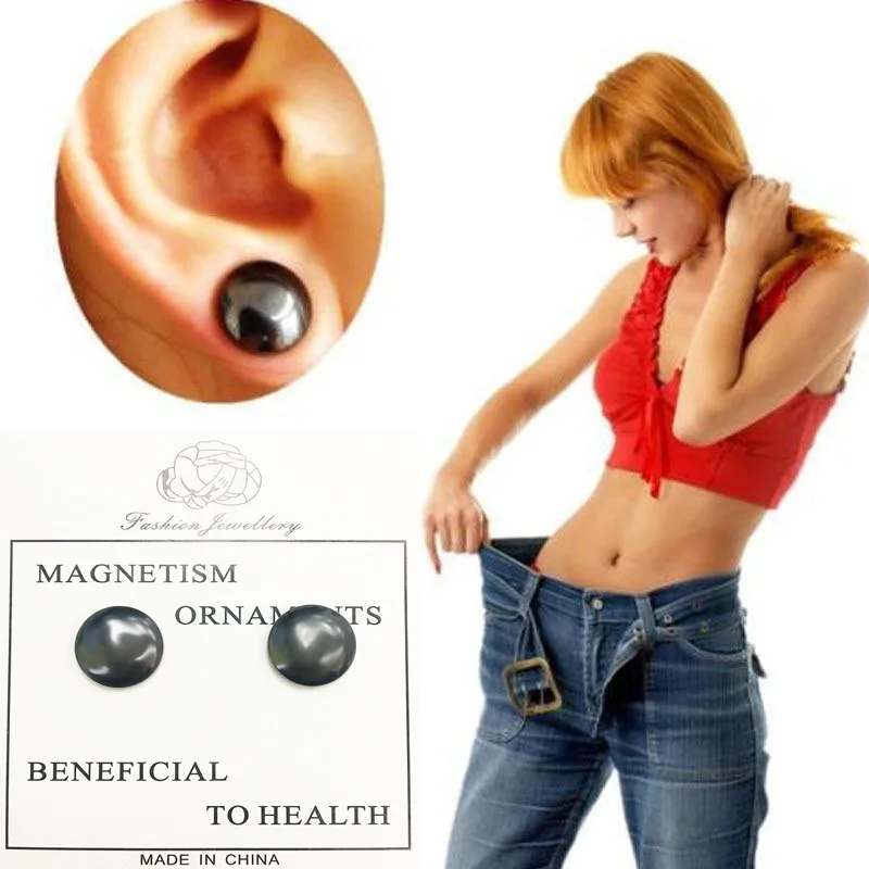 

1 Pair Magnetic Hematite Earrings Reduce Weight Women Men Magnetic Therapy Hematite Earrings Weight Loss Ear Studs Jewelry Gift