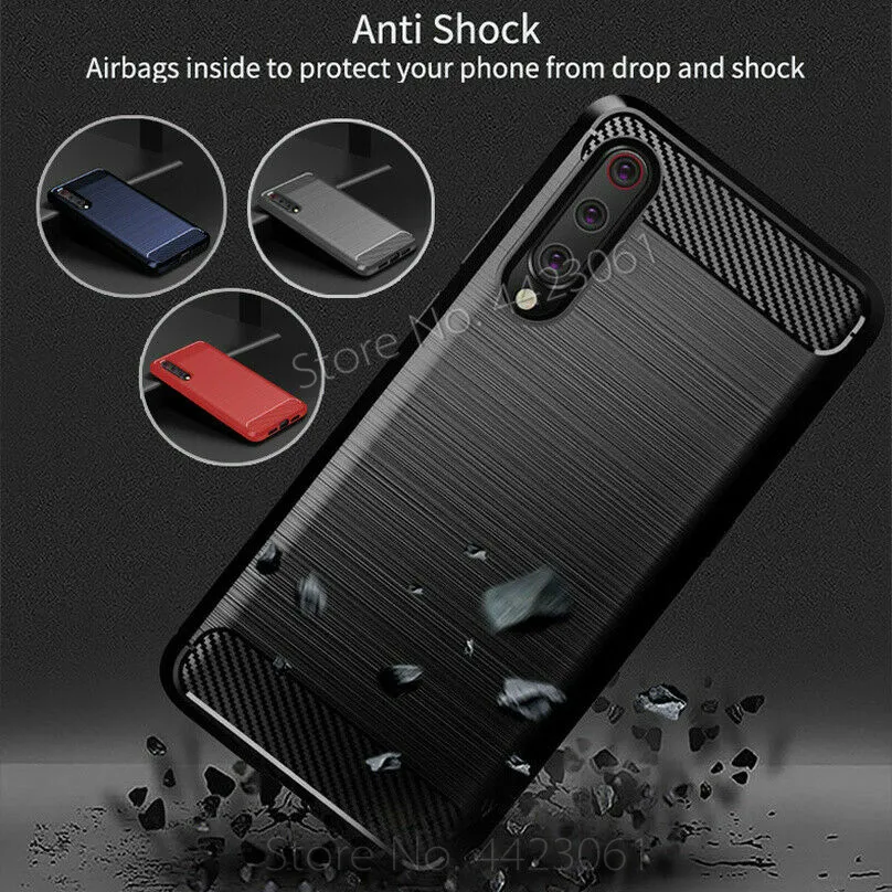 

For Xiaomi MiCC9 CC9E 9 SE A3 Lite Cover Carbon Fiber Shockproof Case On Redmi 7A Silicone Protective Cover Redmi Note 5 6 7 Pro