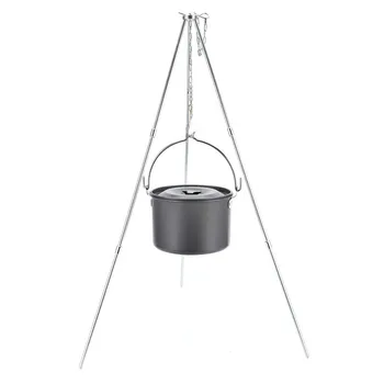 

Camping Tripod for Fire Hanging Pot Outdoor Campfire Cookware Picnic Cooking Pot Grill MJ812