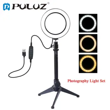 

LED Ring Light Video Photography Selfie Lamp Dimmable with Camera Phone Desktop Tripod for Shooting Makeup Video Live Studio