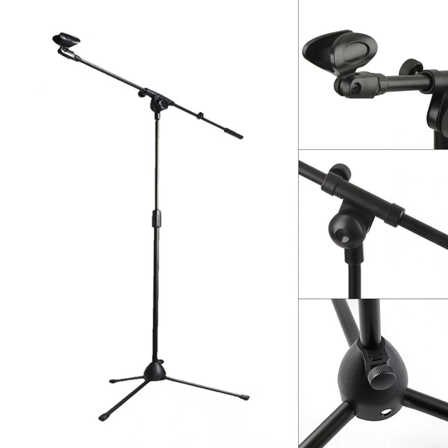 Trépied de microphone de sol en métal rétractable, bras oscillant, support  de microphone, performance sur scène, support d'invite en direct, support  de micro de bureau - AliExpress