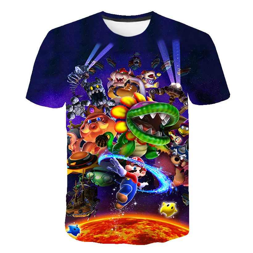 Модная футболка для мальчиков и девочек с принтом «Супер Марио» Детская футболка с короткими рукавами с изображением героев игры «Супер Марио» детские топы, футболки, одежда для малышей - Цвет: 3115
