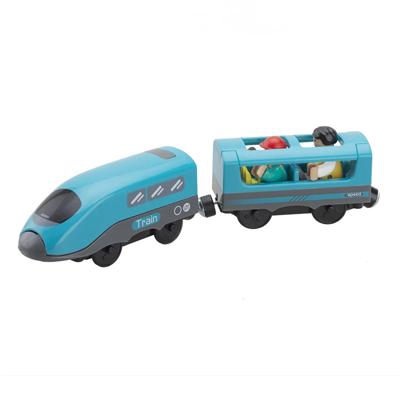 Высокая скорость метро Электрический игрушечный поезд наборы со звуком подходят для деревянных железных дорог мальчиков игрушки подарок на день рождения - Цвет: Небесно-голубой