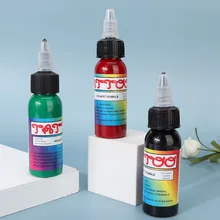 30ml x 3pcs Semi‑Permanent Professional Tattoo Pigment Ink Long Lasting Body Makeup Art Tattoo Supplies (Black + Red + Green)