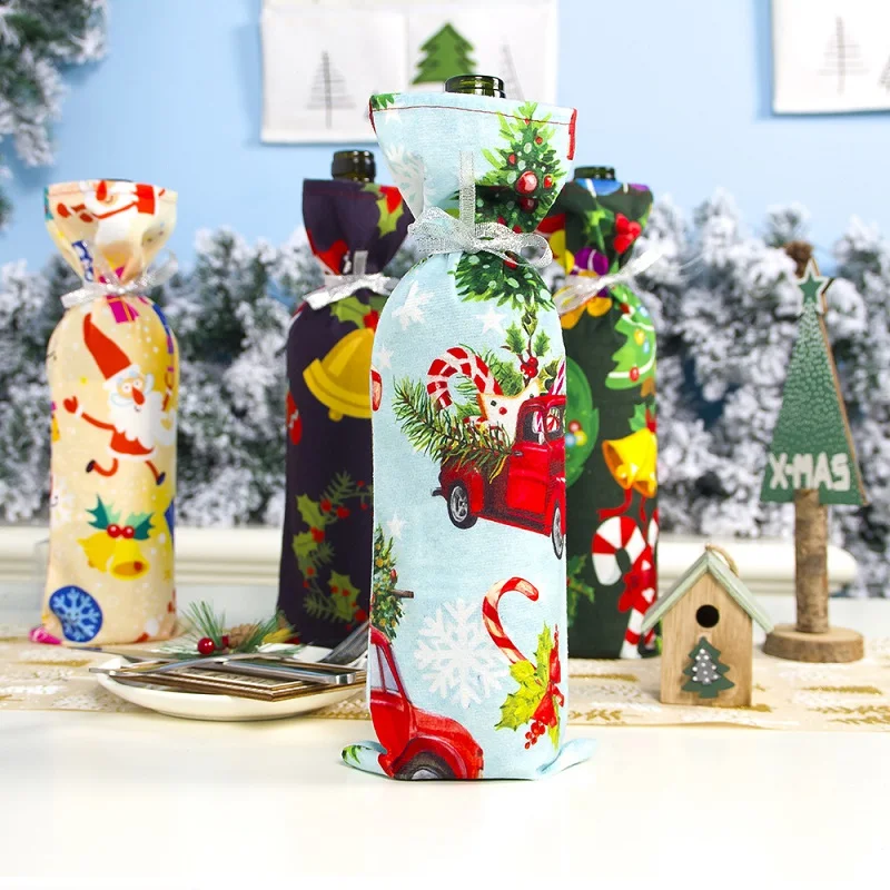 

Christmas Decorations for Home Santa Claus Wine Bottle Cover Snowman Stocking Gift Holders Xmas Navidad Decor New Year