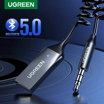 

UGREEN Bluetooth Receiver 5.0 Adapter 3.5mm Jack Earphone Wireless Adapter Hands-Free Bluetooth Transmitter for Car AUX Audio