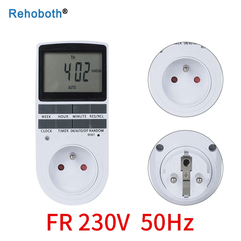 EU Electronic Digital Timer Switch US FR BR Plug Kitchen Timer Socket Outlet 230V 110V 7 Day 12/24 Hour Programmable Timing 4
