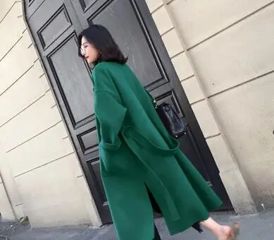 Photo Color 4 Шерстяное пальто chaqueta mujer Осенняя корейская модная тенденция длинный манто femme Повседневный джемпер пальто для женщин kurtka zimowa AA-688 - Цвет: Photo Color 4
