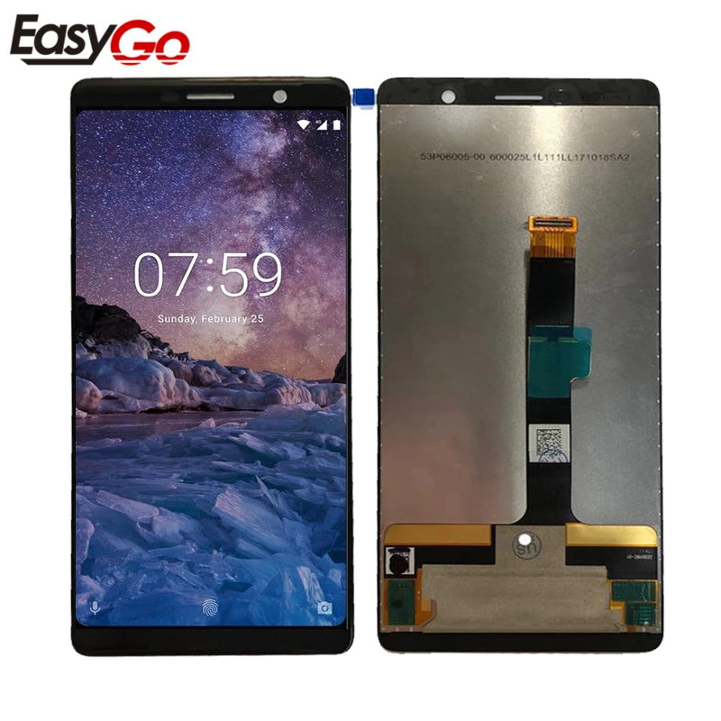 Полный ЖК дисплей с сенсорным дигитайзером в сборе для Nokia 7 PLUS LCD Черный