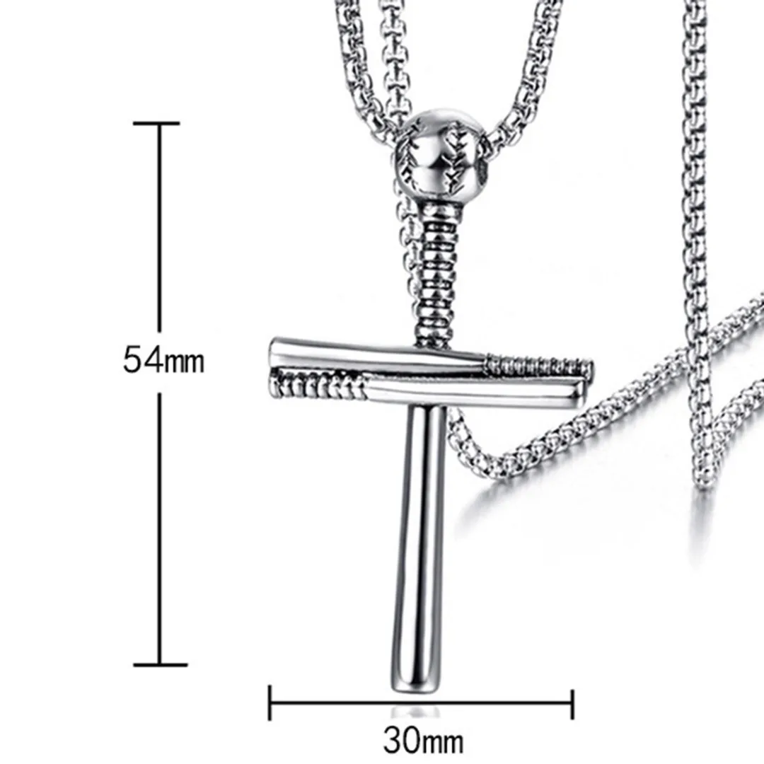 Fashion Baseball Cross Pendant Necklace 