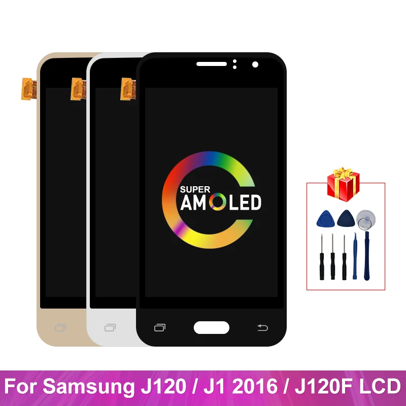 ЖК дисплей J120F Super AMOLED для Samsung Galaxy J1 2016 J120 сенсорный экран дигитайзер запасные