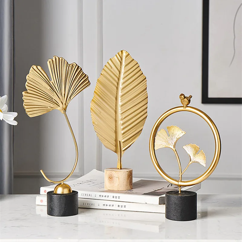 

Home decoration gold small ornaments accessories modern flowers ornaments miniature metal figurinas gift home decor Living Room