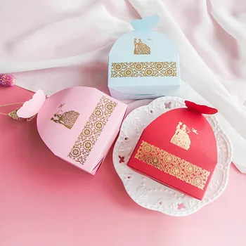 

20Pcs Bride and Groom Wedding Shower Pink Blue Butterfly Candy Box Birthday Kids Party Favor Decoration Supplies Gift Chocolate