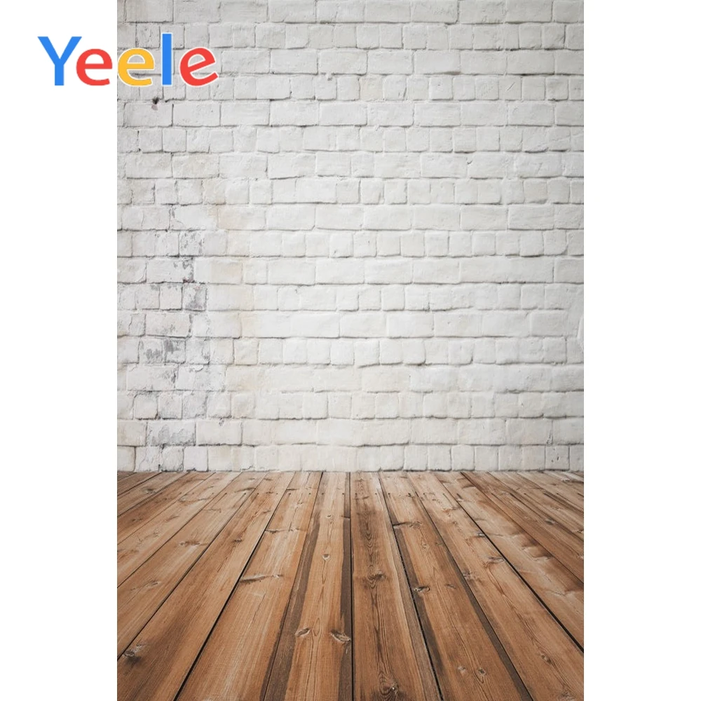 

Yeele Grunge Style White Brick Wall Wooden Floor Photography Backgrounds Personalized Photographic Backdrops For Photo Studio