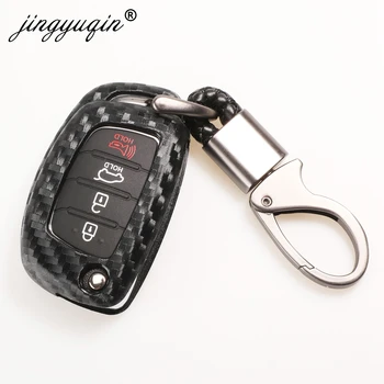 

10pcs Carbon Fiber Car Silicone Key Case For Hyundai Creta I10 I20 Tucson Elantra Santa Fe 3/4 Button Remote Flip Fob Cover