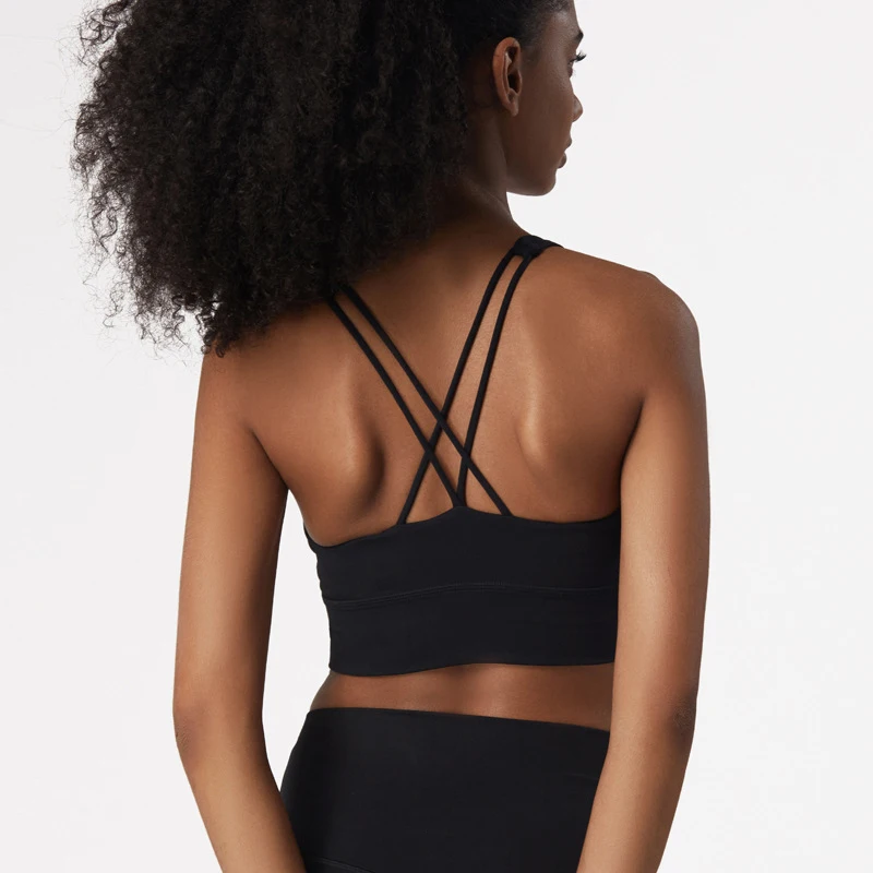 2021 New Top Woman Sports Bra Push Up Hollow Backless Cross Shoulder Straps Lulu Yoga Bra Pilates Jogging Gym Running Crop Top