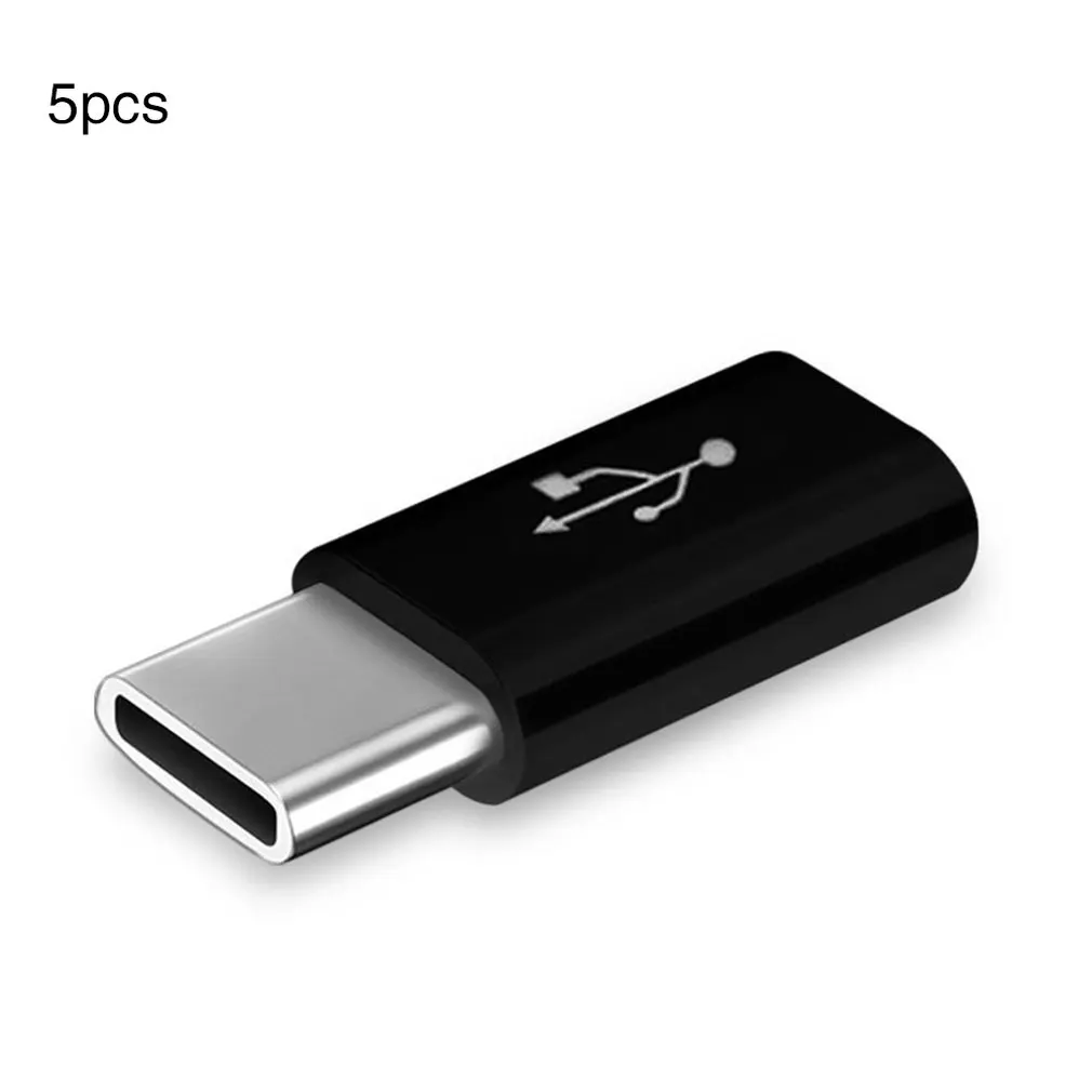 5/1PCS держатель мобильного телефона адаптер кабель с разъемами микро-usbи USB C адаптер Microusb разъем для Xiaomi huawei samsung Galaxy A7 адаптер Тип USB C - Цвет: Black 5Pcs
