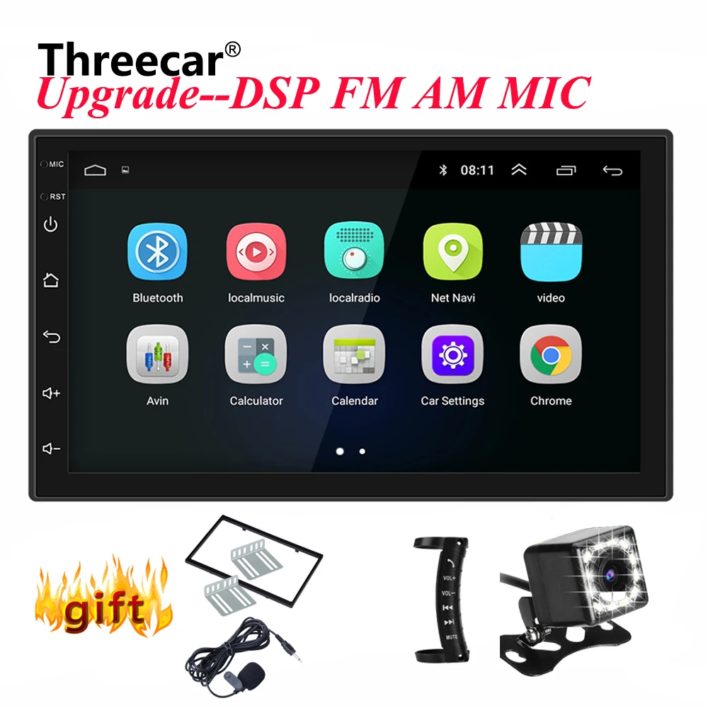 Дешево 2din Автомагнитола Android 8 универсальная font b GPS b font навигация wifi DSP Bluetooth Сенсорный экран стерео AM FM USB автомобильный мультимедийный MP5 плеер