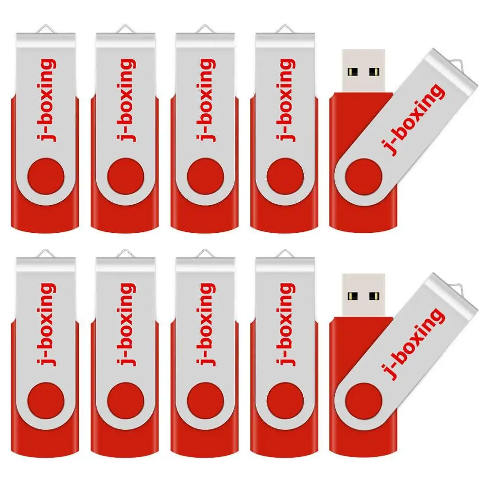 

J-boxing USB Flash Drives Pack 64MB 128MB Small Capacity Pendrives 256MB 512MB Metal Jump Drives USB 2.0 Memory Stick 10PCS Red