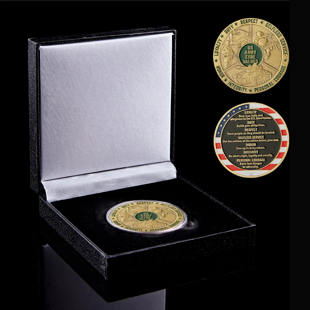 

US Patriotism Challenge Coin Army Core Values Loyalty Duty Respect Selfless Service Honor Integrity Personal Courage