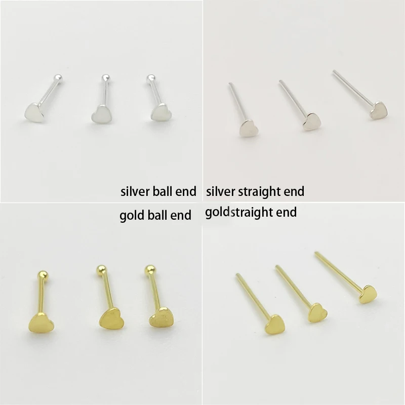 Pack von 20 stücke 925 Sterling Silber Herz tiny Nase stud pin Nase piercing Nariz schmuck – Detail 2