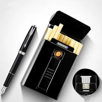 

Metal Cigarette Case Holder Portable Electronic Lighter USB Charging Waterproof Storage with Tungsten Replacement